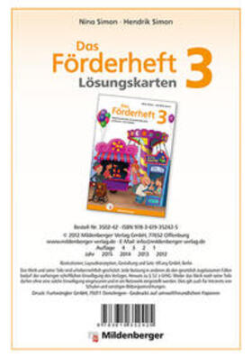 Simon |  Das Förderheft / Das Förderheft 3 - Lösungskarten | Sonstiges |  Sack Fachmedien