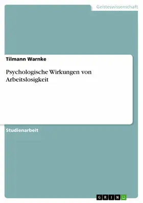 Warnke |  Psychologische Wirkungen von Arbeitslosigkeit | eBook | Sack Fachmedien