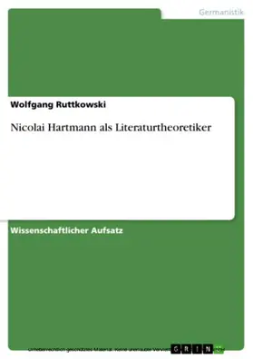Ruttkowski |  Nicolai Hartmann als Literaturtheoretiker | eBook | Sack Fachmedien