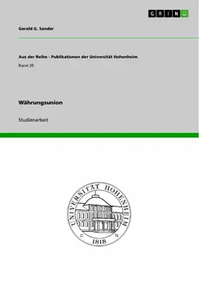Sander |  Währungsunion | eBook | Sack Fachmedien