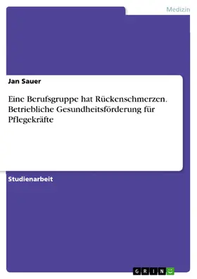 Sauer |  Eine Berufsgruppe hat Rückenschmerzen. Betriebliche Gesundheitsförderung für Pflegekräfte | eBook | Sack Fachmedien
