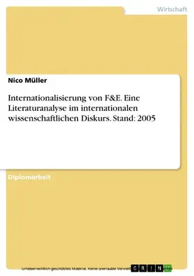 Müller |  Internationalisierung von F&E. Eine Literaturanalyse im internationalen wissenschaftlichen Diskurs. Stand: 2005 | eBook | Sack Fachmedien