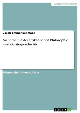 Mabe |  Sicherheit in der afrikanischen Philosophie und Geistesgeschichte | eBook | Sack Fachmedien