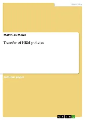 Meier |  Transfer of HRM policies | eBook | Sack Fachmedien