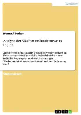 Becker |  Analyse der Wachstumshindernisse in Indien | Buch |  Sack Fachmedien