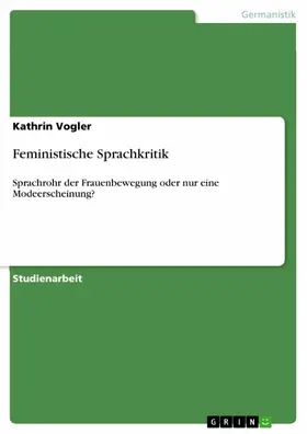 Vogler |  Feministische Sprachkritik | eBook | Sack Fachmedien