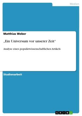 Weber |  ¿Ein Universum vor unserer Zeit¿ | Buch |  Sack Fachmedien