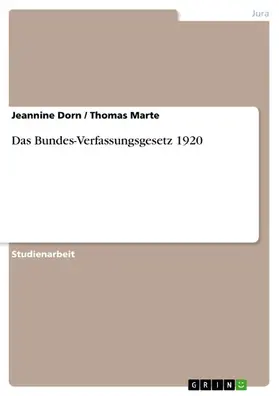 Dorn / Marte |  Das Bundes-Verfassungsgesetz 1920 | eBook | Sack Fachmedien