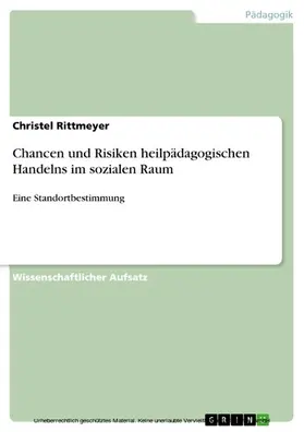Rittmeyer |  Chancen und Risiken heilpädagogischen Handelns im sozialen Raum | eBook | Sack Fachmedien
