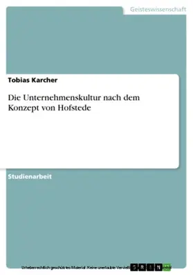 Karcher |  Die Unternehmenskultur nach dem Konzept von Hofstede | eBook | Sack Fachmedien