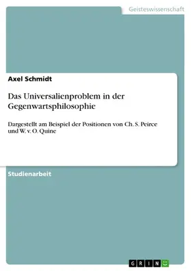 Schmidt |  Das Universalienproblem in der Gegenwartsphilosophie | eBook | Sack Fachmedien