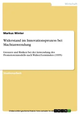 Winter |  Widerstand im Innovationsprozess bei Machtanwendung | eBook | Sack Fachmedien