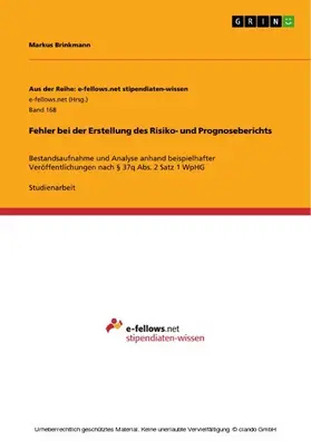Brinkmann |  Fehler bei der Erstellung des Risiko- und Prognoseberichts | eBook | Sack Fachmedien