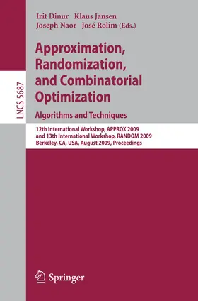 Dinur / Jansen / Naor |  Approximation, Randomization, and Combinatorial Optimization. Algorithms and Techniques | Buch |  Sack Fachmedien