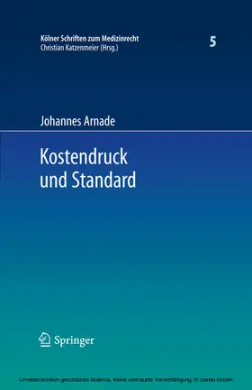 Arnade | Kostendruck und Standard | E-Book | sack.de