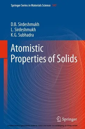 Sirdeshmukh / Subhadra |  Atomistic Properties of Solids | eBook | Sack Fachmedien