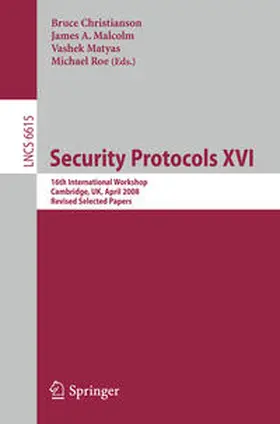 Christianson / Malcolm / Matyas | Security Protocols XVI | E-Book | sack.de