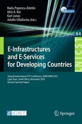 Popescu-Zeletin / Rai / Jonas |  E-Infrastructure and E-Services for Developing Countries | Buch |  Sack Fachmedien