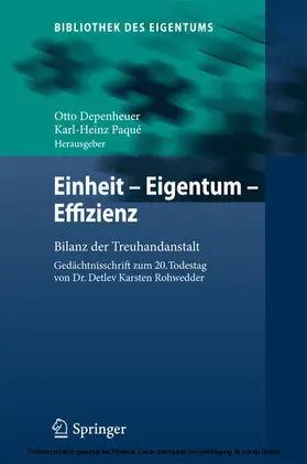 Depenheuer / Paqué | Einheit - Eigentum - Effizienz | E-Book | www2.sack.de