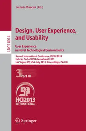 Marcus | Design, User Experience, and Usability: User Experience in Novel Technological Environments | E-Book | sack.de