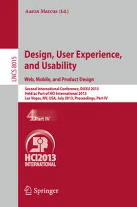 Marcus |  Design, User Experience, and Usability: Web, Mobile, and Product Design | eBook | Sack Fachmedien