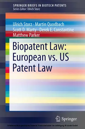 Storz / Quodbach / Marty | Biopatent Law: European vs. US Patent Law | E-Book | sack.de