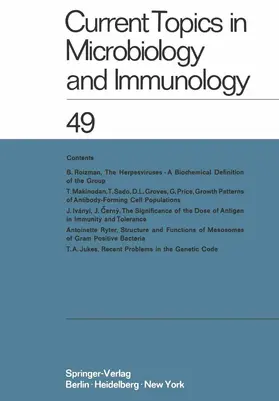 Arber / Maaløe / Braun |  Current Topics in Microbiology and Immunology / Ergebnisse der Mikrobiologie und Immunitätsforschung | Buch |  Sack Fachmedien