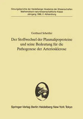 Schettler |  Der Stoffwechsel der Plasmalipoproteine und seine Bedeutung für die Pathogenese der Arteriosklerose | eBook | Sack Fachmedien