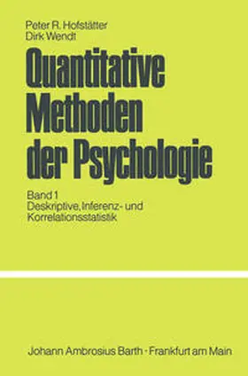 Hofstätter / Wendt |  Quantitative Methoden der Psychologie | eBook | Sack Fachmedien