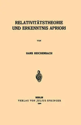 Reichenbach |  Relativitätstheorie und Erkenntnis Apriori | Buch |  Sack Fachmedien
