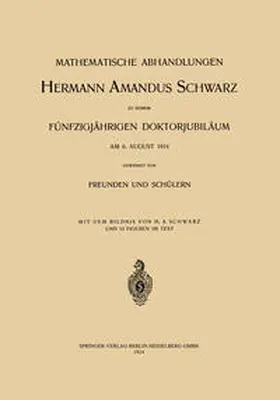 Carathéodory / Hessenberg / Landau |  Mathematische Abhandlungen Hermann Amandus Schwarz | eBook | Sack Fachmedien