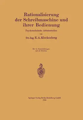 Klockenberg | Rationalisierung der Schreibmaschine und ihrer Bedienung | E-Book | sack.de