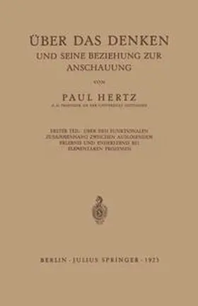 Hertz |  Über das Denken und Seine Beziehung zur Anschauung | Buch |  Sack Fachmedien