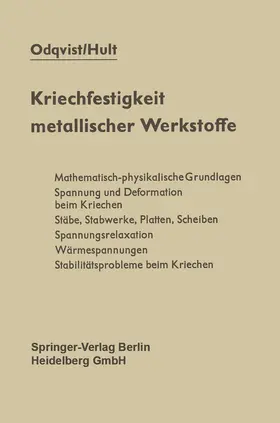 Hult / Odqvist |  Kriechfestigkeit metallischer Werkstoffe | Buch |  Sack Fachmedien