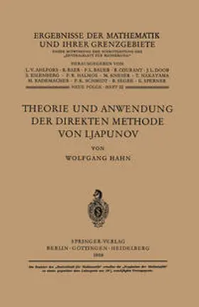 Hahn |  Theorie und Anwendung der direkten Methode von Ljapunov | eBook | Sack Fachmedien