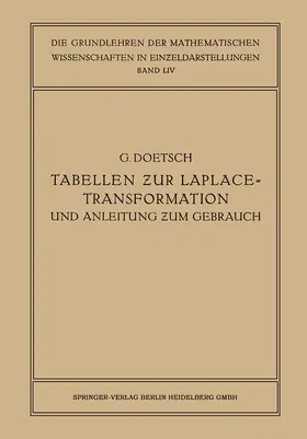 Doetsch |  Tabellen zur Laplace-Transformation und Anleitung zum Gebrauch | Buch |  Sack Fachmedien