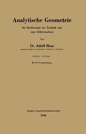 Hess |  Analytische Geometrie für Studierende der Technik und zum Selbststudium | eBook | Sack Fachmedien