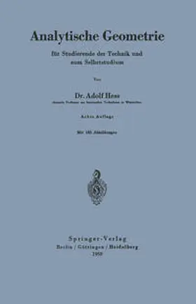 Hess |  Analytische Geometrie für Studierende der Technik und zum Selbststudium | eBook | Sack Fachmedien