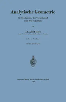 Hess |  Analytische Geometrie für Studierende der Technik und zum Selbststudium | eBook | Sack Fachmedien