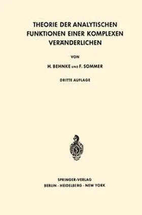Behnke / Sommer |  Theorie der Analytischen Funktionen Einer Komplexen Veränderlichen | eBook | Sack Fachmedien