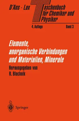 Blachnik / D'Ans / Lax |  Taschenbuch für Chemiker und Physiker | Buch |  Sack Fachmedien