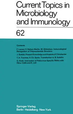 Arber / Schweiger / Haas |  Current Topics in Microbiology and Immunology / Ergebnisse der Mikrobiologie und Immunitätsforschung | Buch |  Sack Fachmedien