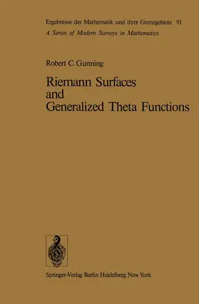 Gunning |  Riemann Surfaces and Generalized Theta Functions | Buch |  Sack Fachmedien