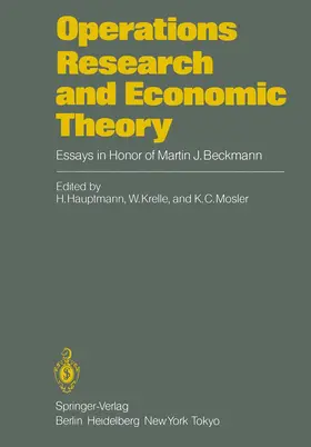 Hauptmann / Krelle / Mosler |  Operations Research and Economic Theory | Buch |  Sack Fachmedien