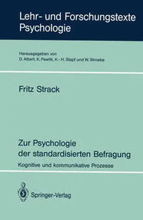 Strack |  Zur Psychologie der standardisierten Befragung | eBook | Sack Fachmedien