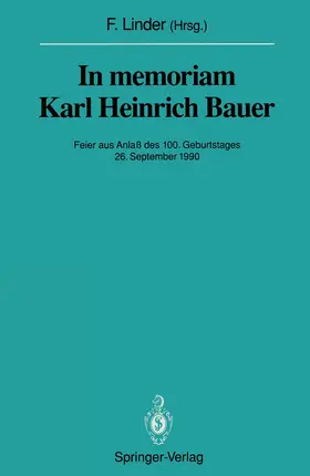 Linder |  In memoriam Karl Heinrich Bauer | Buch |  Sack Fachmedien