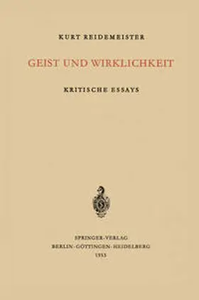 Reidemeister |  Geist und Wirklichkeit | eBook | Sack Fachmedien