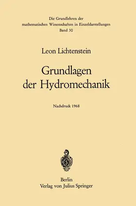 Lichtenstein |  Grundlagen der Hydromechanik | Buch |  Sack Fachmedien