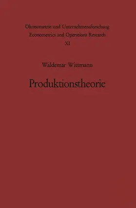Wittmann |  Produktionstheorie | Buch |  Sack Fachmedien