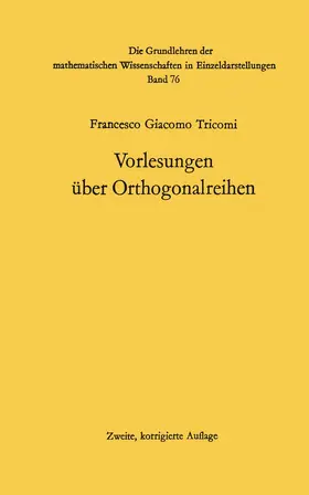 Tricomi / Kasch |  Vorlesungen über Orthogonalreihen | Buch |  Sack Fachmedien